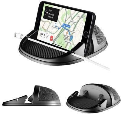 Car Phone Holder, Dashboard Car Phone Holder Mount, Slip Free Desk Phone Stand Compatible for iPhone, for Samsung, Android Smartphones, GPS Devices, Universal Cell Phone Automobile Cradles, Black