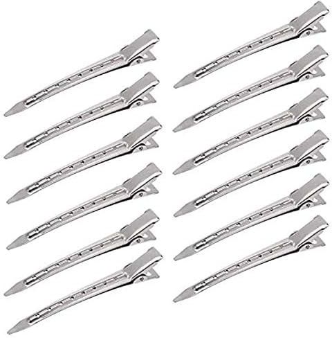 Rustproof Stainless Steel Alligator Curl Clips for Salon Hair Styling, Hair Coloring (12 Pieces)