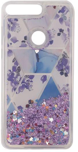 Huawei Y7 2018 - Silicone Cover With Prints And Moving Glitter