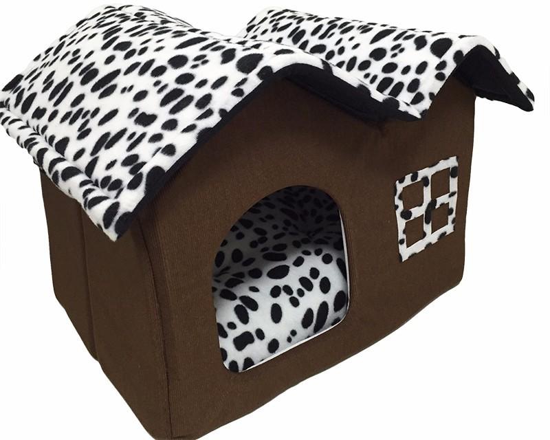 Pet Bed Cotton House for Dogs and Cats Brown