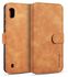 DG.MING Retro Oil Side Horizontal Flip Case For Galaxy A10, With Holder & Card Slots & Wallet (Brown)
