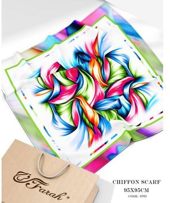 Farah Square 95 X 95 Cm Chiffon Printed Scarf - Lightweight, Soft, Comfortable, And Versatile Scarf For Women - Style-27
