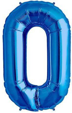 Number 0 Birthday Ballons - Blue