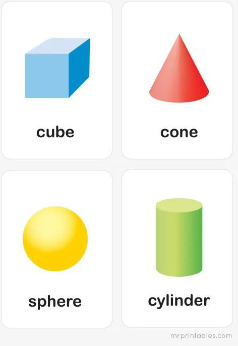 3-Dimensional Shapes Flash Cards, English 3-Dimensional Shapes Flash Cards: cube, cone, sphere, cylinder, pyramid, dome, disc and ring for Nursery, Pre-School, Kindergarten, Home S