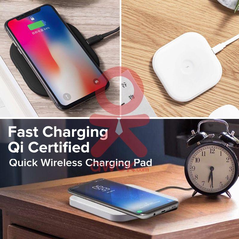 Miniso MC-007 Fast Charging Qi Certified Quick Wireless Charging Pad For Both Android & iOS Devices, Assorted Color
