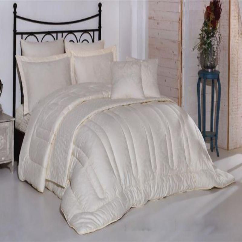 Hours Turkish Jacquard Comforter Set, King Size, 8 Pieces - White