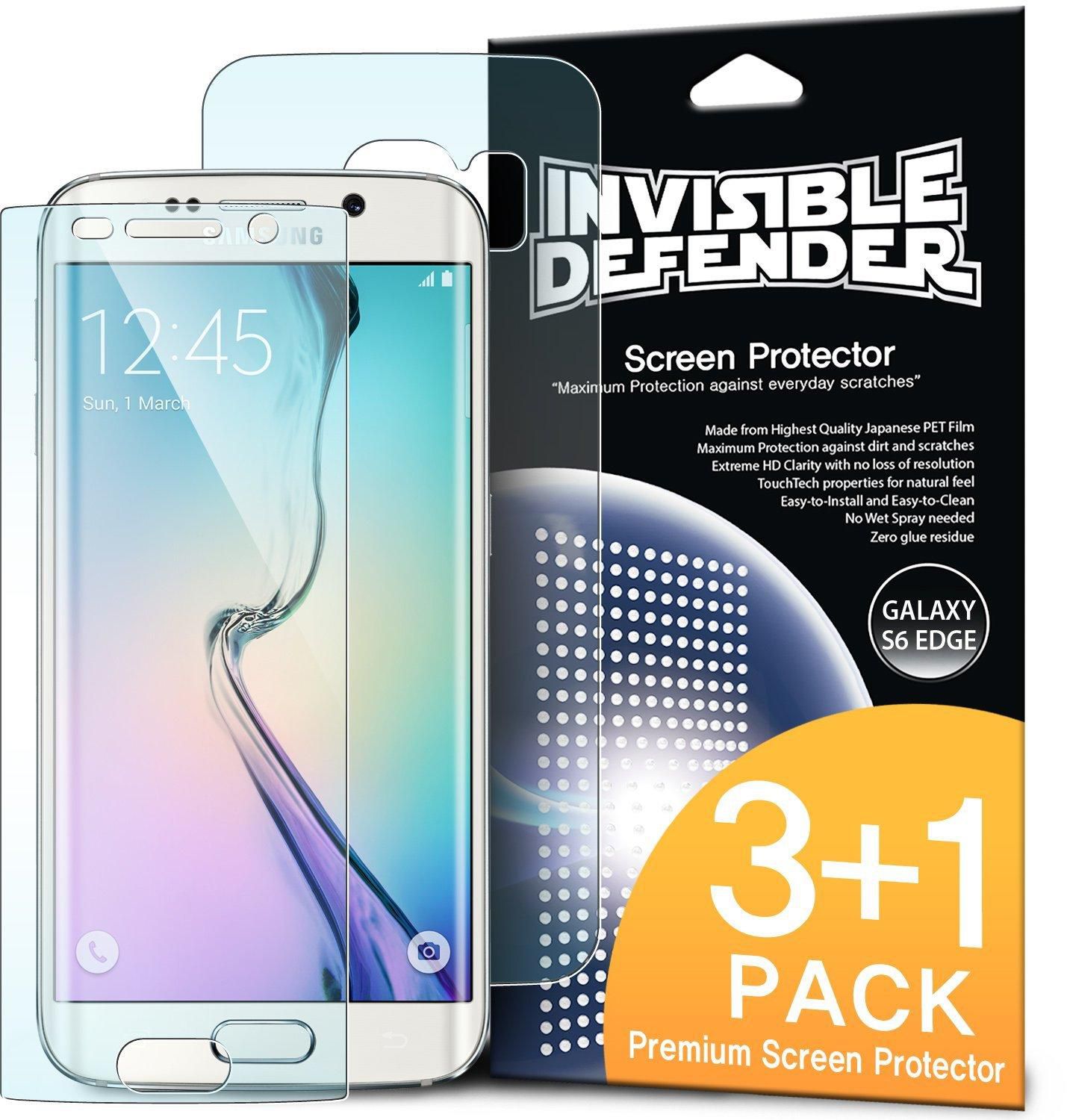 Rearth Pack of 4 HD Clarity Invisible Defender Screen Guard for Samsung Galaxy S6 EDGE
