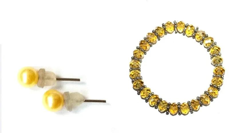 Ladies Yellow Crystal Bracelet with matching earrings
