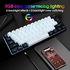 Snpurdiri 60% Wired Gaming Keyboard, RGB Backlit Mini Keyboard, Waterproof Small Ultra-Compact 61 Keys Keyboard for PC/Mac Gamer, Typist, Travel, Easy to Carry on Business Trip(Black-White)