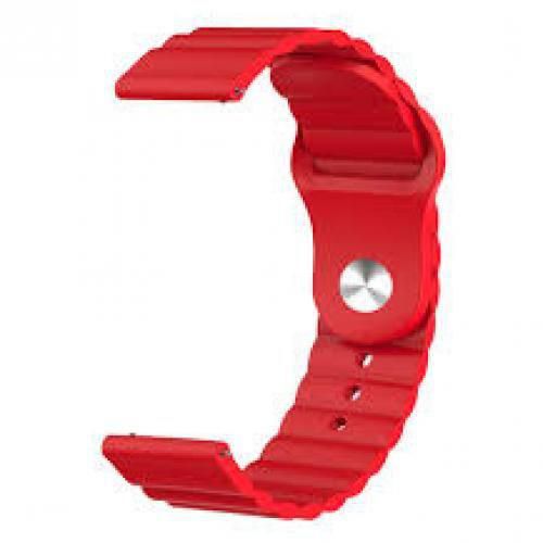 22mm Sport Wave Style Silicone Band For Samsung Galaxy Watch3 - Red