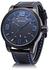 Curren 8241 Analog Dial Men's Sports Waterproof Leather Strap With Date Window Wristwatch - Blue