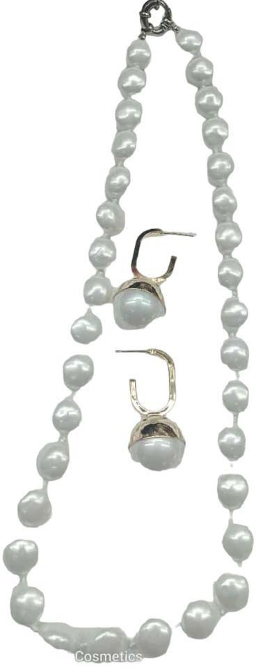 Generic Elegant White Pearl Necklace And Earrings