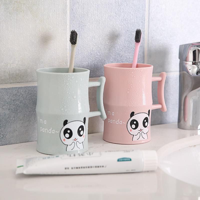Cartoon Panda Bamboo Joint Shape Gargle Cup Bathroom Toothbrush Holder