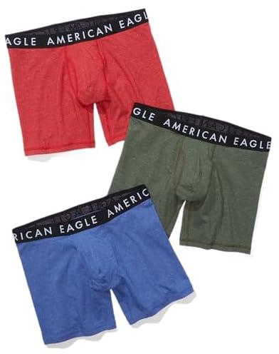 American Eagle Mens O Solid 6 Classic Boxer Brief 3-Pack L Multi