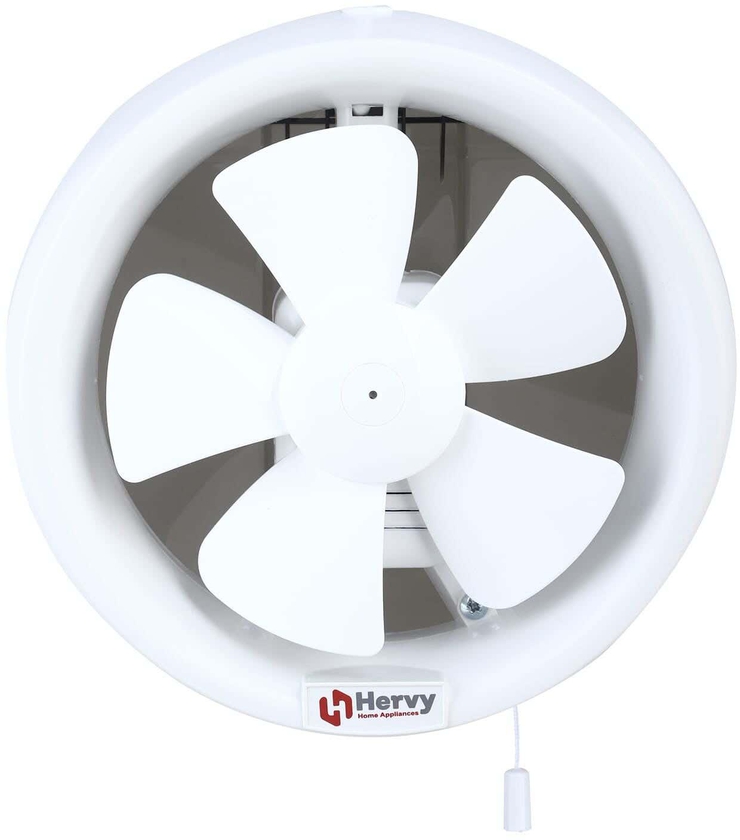 Get Hervy Vento Round Electric Glass Exhaust Fan, 15 cm - White with best offers | Raneen.com