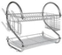 Nunix 2 Tier Stainless Steel Dish Drainer Drying Rack - Silver