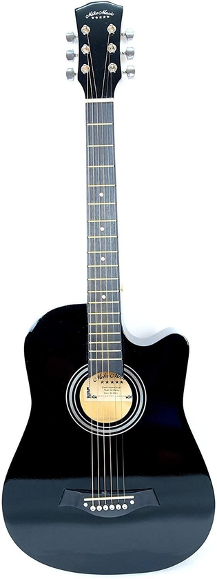 Mike Music 38 inch Acoustic Guitar with bag and strap (38, black glossy)