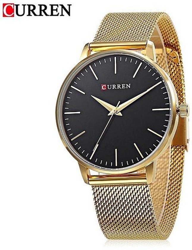 Curren Gold Quartz Women's Watch With White Simple Ultra-thin Dial
