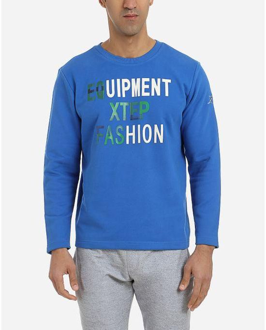 XTEP Printed Round Neck Sweatshirt - Blue