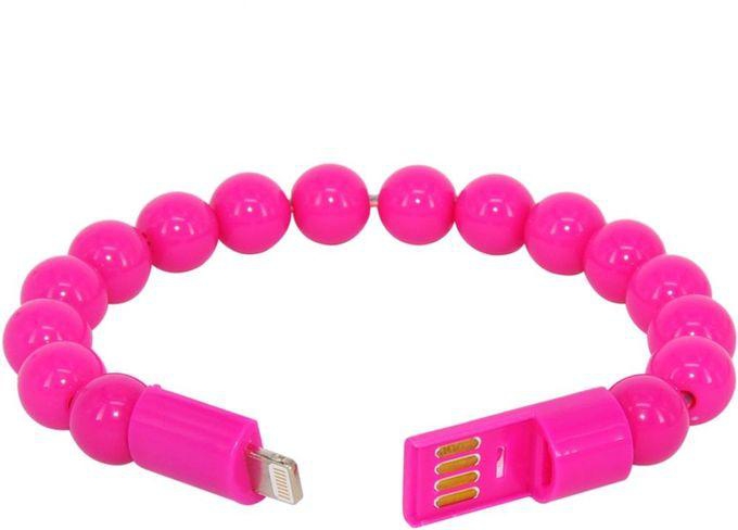 Generic Beads Bracelet Lightning Data Charging Cable For iPhone - Pink