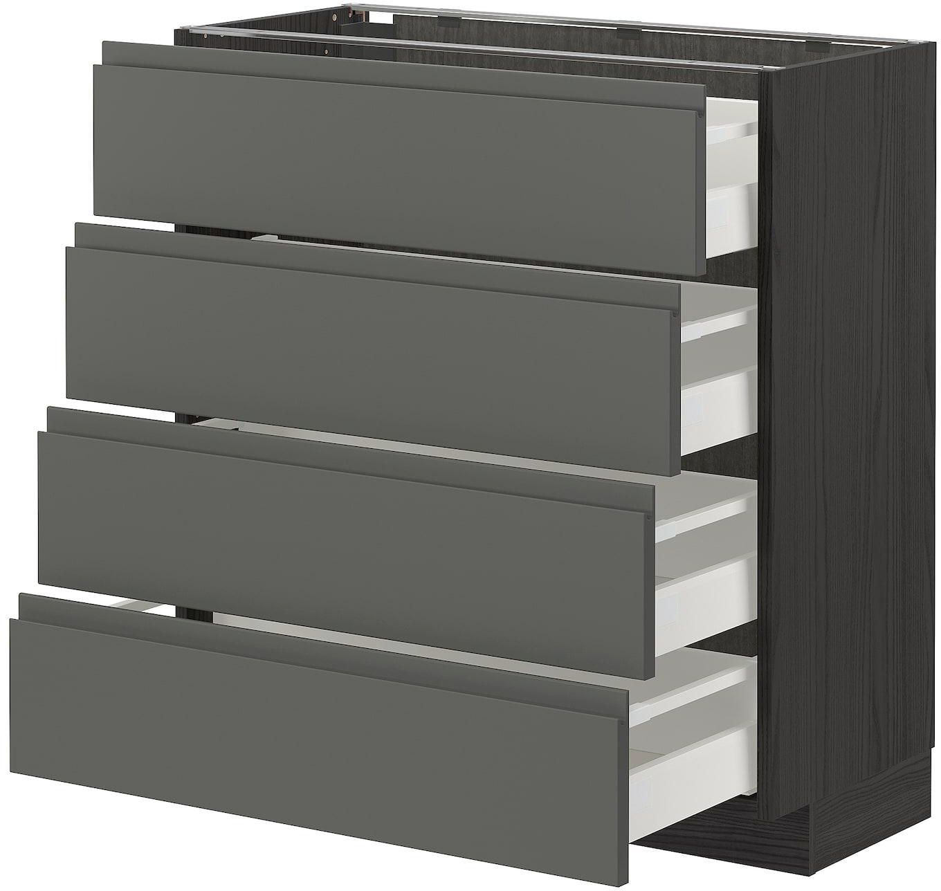 METOD / MAXIMERA Base cab 4 frnts/4 drawers - black/Voxtorp dark grey 80x37 cm