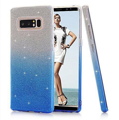 Generic Note 8 Case,Galaxy Note 8 Case, 3 In 1 Bling Flexible Gradient Ultra Thin TPU Soft Glitter Paper Forsted PC Hard Back Cover Case for Samsung Galaxy Note 8 2017-blue