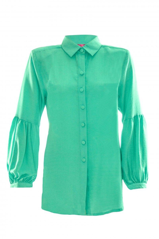 TOPGIRL Collar Puffy Sleeve Shirt for Women