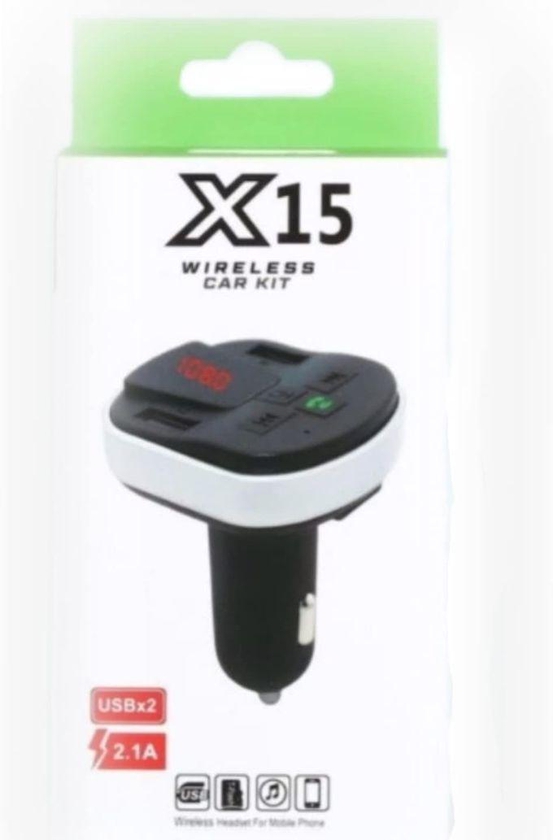 مشغل MP3 بلوتوث X15 للسيارة يدعم الاتصال والارسال وراديو اف ام ومكبر الصوت مع شحن بمنفذ USB