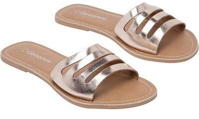 Geoomnii Bay Dyed Women Flat Leather Sandals Comfortable for Everyday Use-Ladies Fashion Shoes and Sandals
