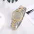 Luxury Ladies Watch Iced Out Watch with Quartz Movement Crystal Rhinestone Diamond Watches for Women Stainless Steel Wristwatch Full Diamonds (Silver Gold Color)