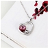 Fashion 10k Gold Diamond Heart Pendant Lovely Necklace For Women - Silver And Red