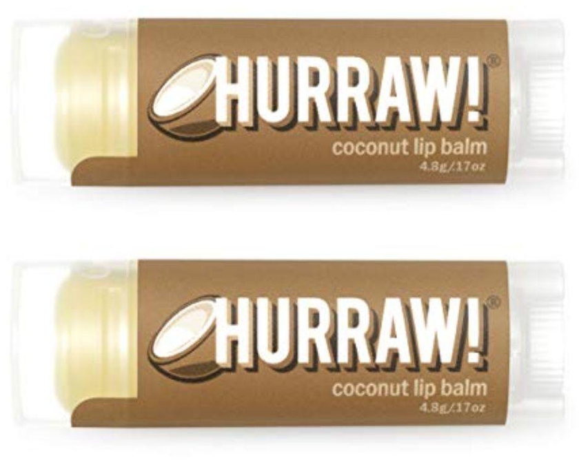 HURRAW! Vegan Lip Balm by Hurraw Coconut 2 Pack: Organic, Certified Vegan, Cruelty and Gluten Free. Non-GMO, Natural Ingredients. Bee, Shea, Soy Palm Made in USA