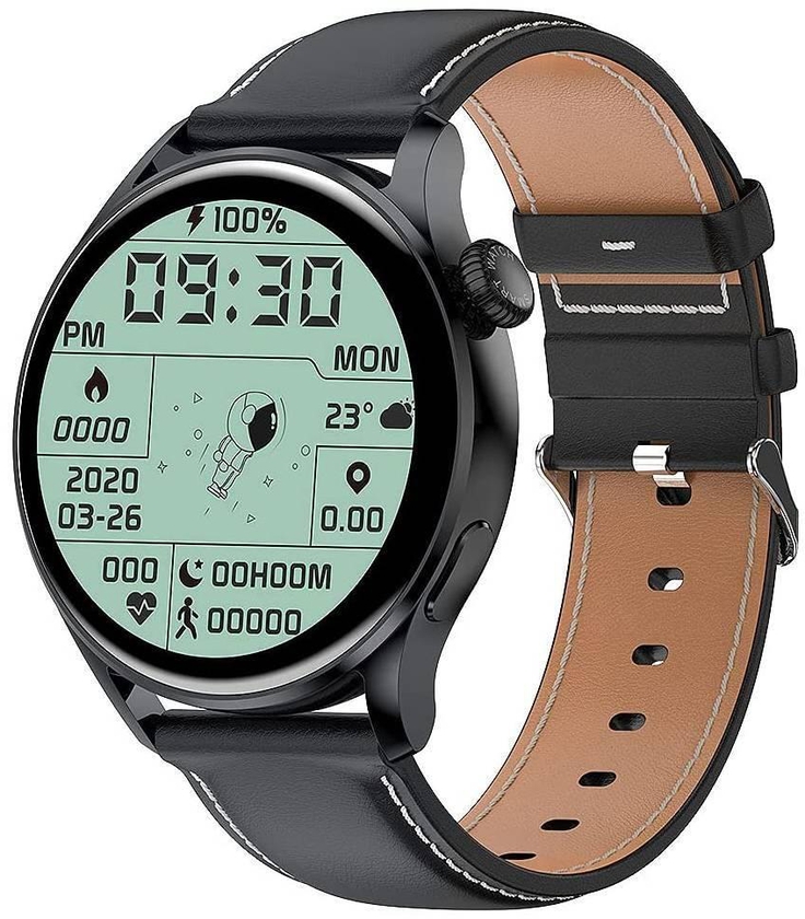Full Touch Round Screen Bluetooth Smart Watch Brown