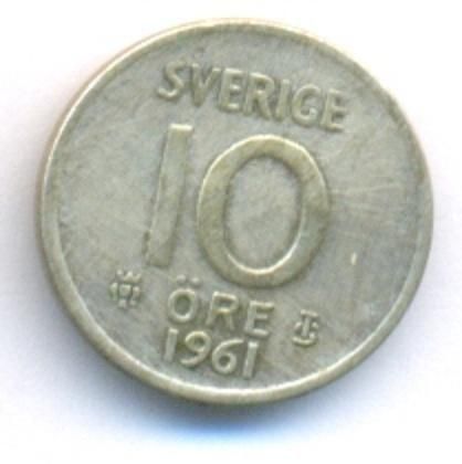 مملكة السويد 10 أور فضة 1961