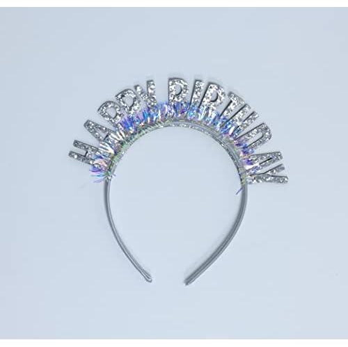 Italo Princess Glittering Hairband Tiara for Birthday Girl, Silver