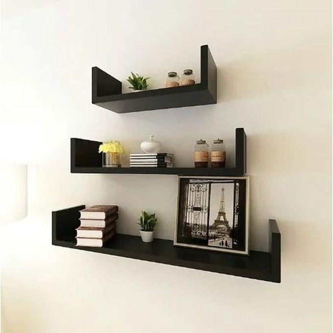 Wooden Modern Library Shelves Set - 3 Pcs