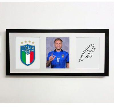 Ciro Immobile Italy Euro 2020 Autographed Poster With Frame Multicolour 50x23cm