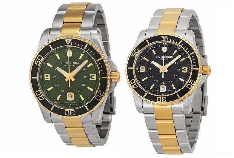 Victorinox Swiss Army Maverick Green Dial Two-tone Steel Watch Set for HIM [241605] & HER [241612]