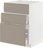 METOD / MAXIMERA Base cab f sink+3 fronts/2 drawers - white/Upplöv matt dark beige 60x60 cm