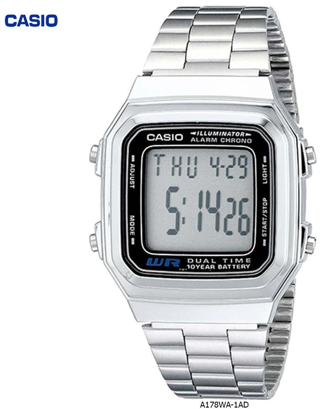 Casio A178WA Classic Watches 100% Original & New (Silver)