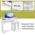 Tangkula White Desk with Drawer & Keyboard Tray, 22 Inch Wide Modern Study Writing Desk with Desktop Hutch & Storage Shelves, Home Office Desk for Teens, Wood PC Laptop Desk, Desk for Bedroom