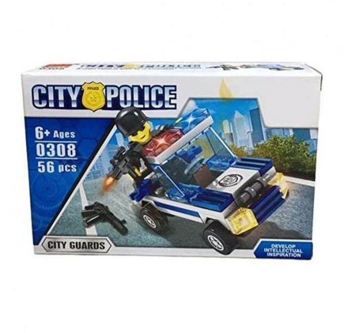 Peizhi لعبة بناء وتجميع مكعبات سيارة الشرطة - (56 قطعة - 0308)