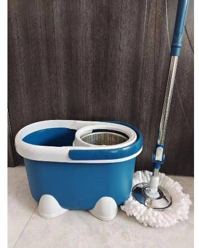 360 Degrees Rotating Magic Spin Mop - Mop Head And Bucket - Blue