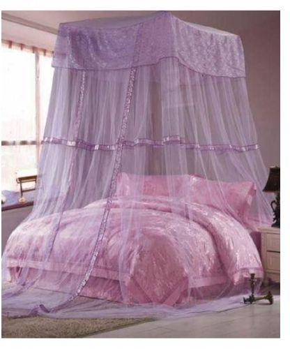 Generic Square Top Decker mosquito net Free Size- purple