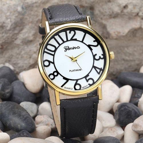 McyKcy Women Fashion Vintage Dial Leather Band Quartz Analog Wrist Watches -Black
