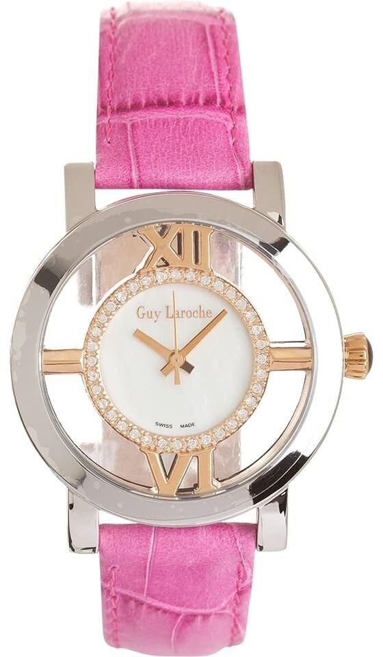 Guy Laroche Swiss Made Women&#39;s Watch With White Mother Of Pearl Dial And Pink Leather Band Watch - Sl5008-01