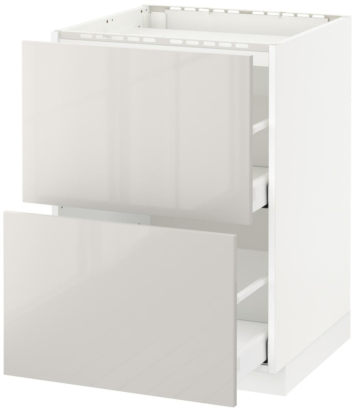 METOD / MAXIMERA Base cab f hob/2 fronts/2 drawers - white/Ringhult light grey 60x60 cm