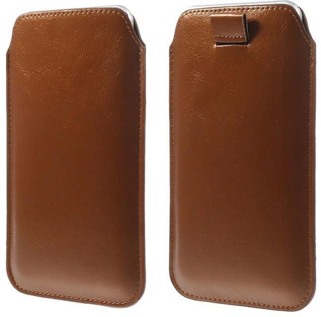 Generic Pull-up Tab PU Leather Pouch for iPhone 6 Plus - Brown
