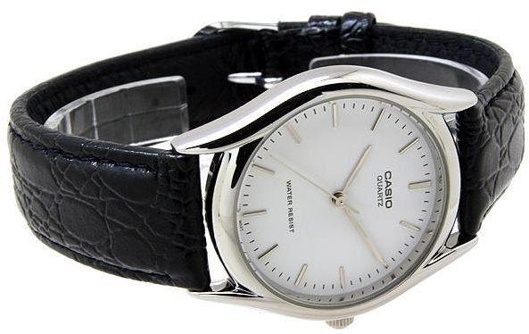 Casio MTP-1094E K100S116, Men Classic Quartz White Dial Black Leather Band Watch MTP-1094E