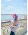 Hat Beach Sun Lady With Small Fuchsia Scarf - Sea Women Hat - Beige